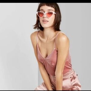 Wild Fable Womens Tank Size M Pink Adjustable Straps Velvet Cropped